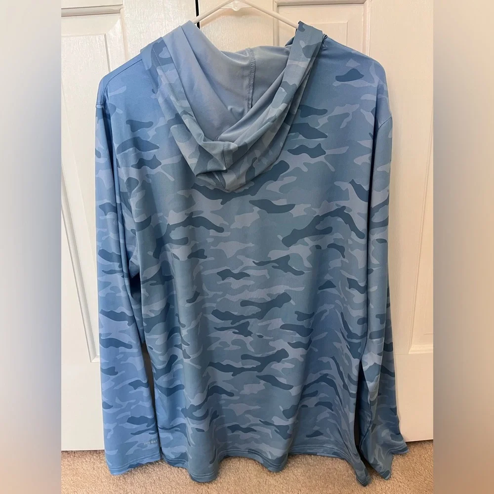 Fish Hippie Men's Blue Camo Hooded Performance Shirt - Picture 3 of 3
